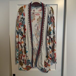 Patterned Cardigan with Embroidered Neckline